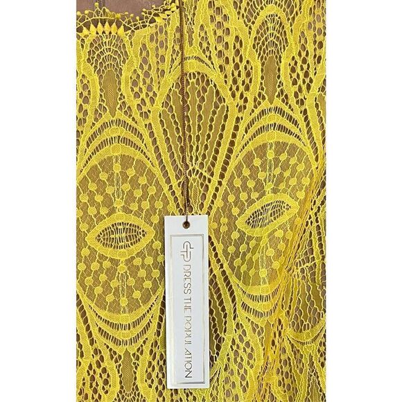 Dress the Population Women's Toni Lace Flutter Sleeve Short Mini Shift Dress - Picture 4 of 8